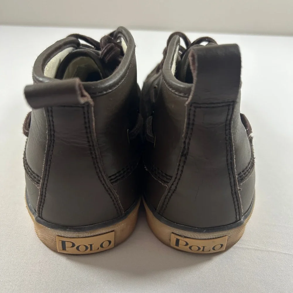 Polo Ralph Lauren Shoes Parkstone Mid Mens‎ 9D Brown Leather Canvas Duck Boots